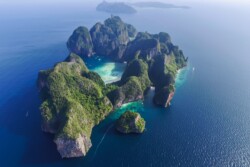 phi phi island as seen from a drone